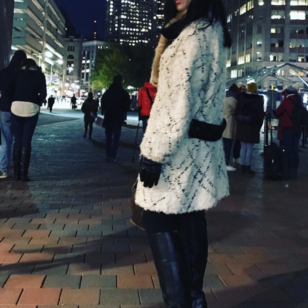 Free People Women's Black and White Textured Coat